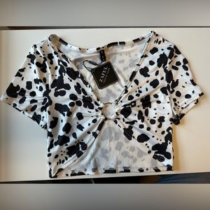 NWT ZAFUL Cow Print Crop Top